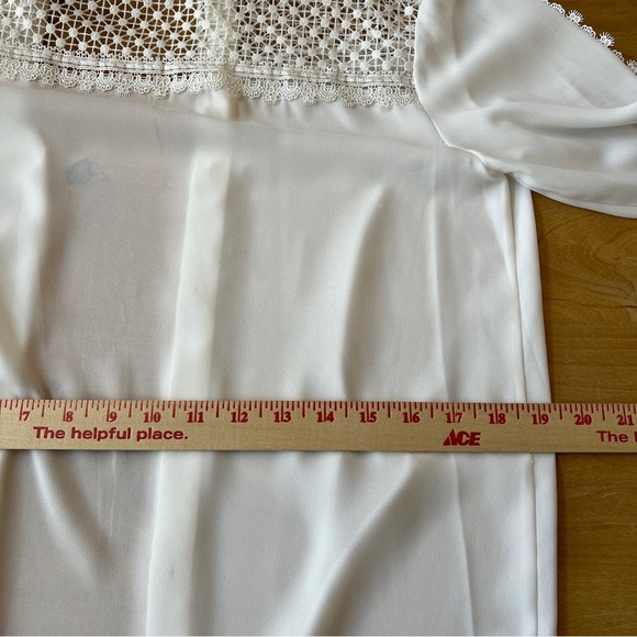 THE KOOPLES LACE INSET BLOUSE HIDDEN BUTTON FRONT DRESSY DAINTY FEMININE WHITE S - Picture 9 of 12